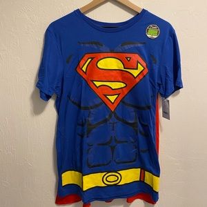 Glow In The Dark Superman Costume Tee with Cape Size Small